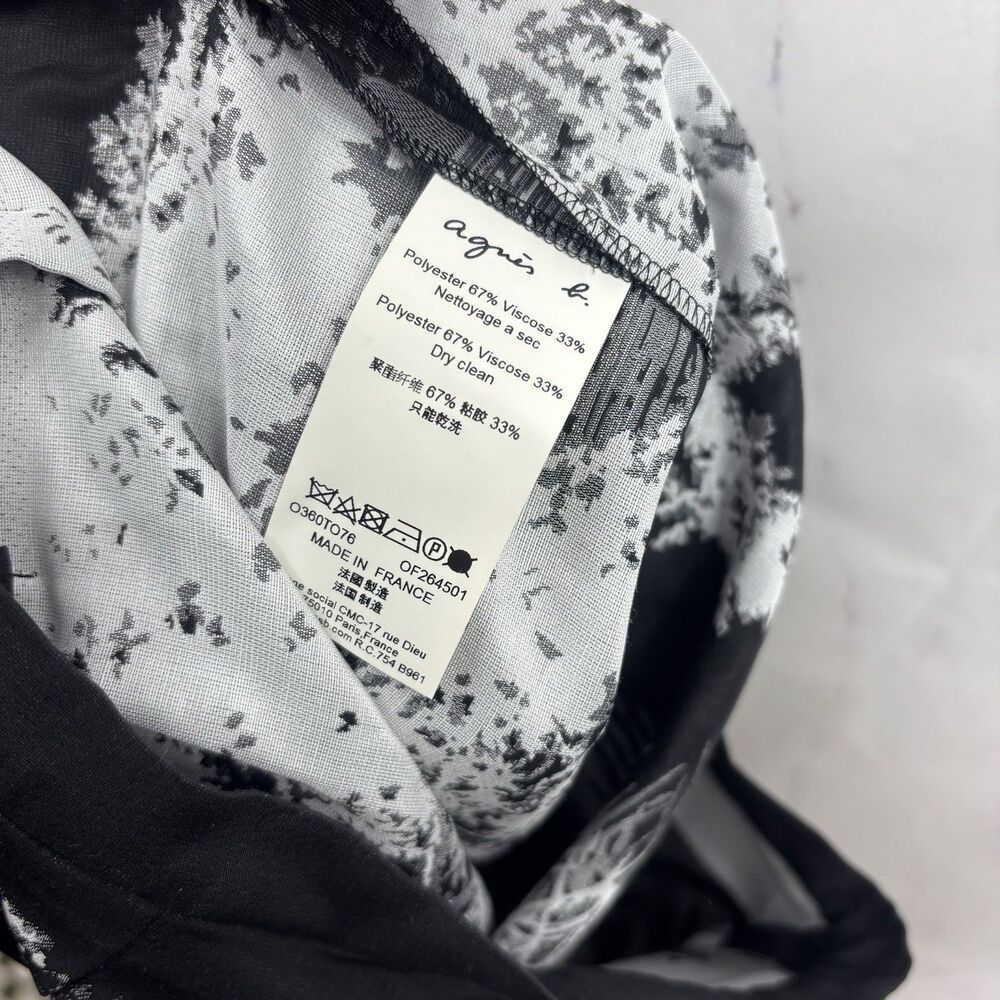 VTG Agnès B. Y2k Mini Skirt 38 6 France Scenic Nature Print Grayscale Blk White - Picture 2 of 15